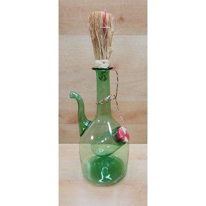 Vintage Princess House Green Glass wine Decanter Italy Hand Blown Ice Chamber